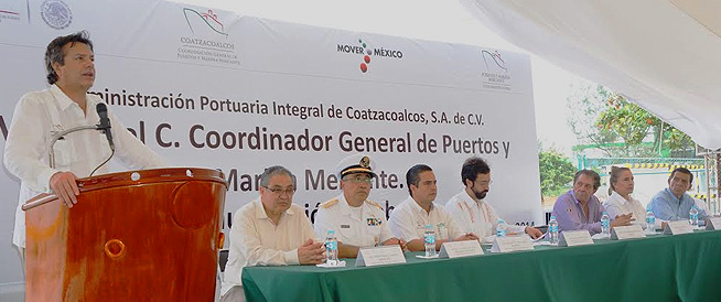 Guillermo Ruiz de Teresa, opens port infrastructure works in Coatzacoalcos